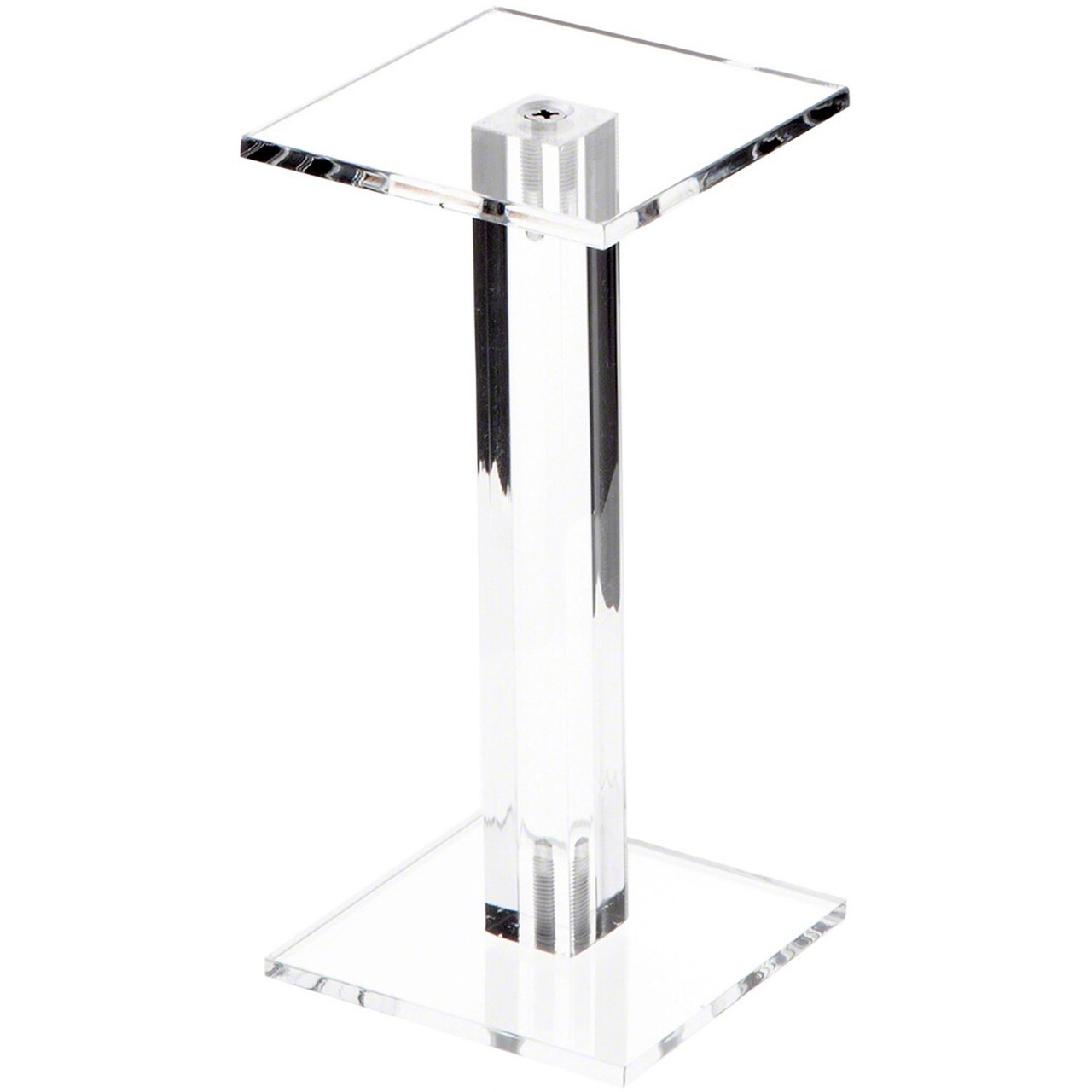 Plymor Clear Acrylic Square Barbell Pedestal Display Riser 6.375 inches (Height) x 3 inches (Width) x 3 inches (Depth) (3/16 inches thick)